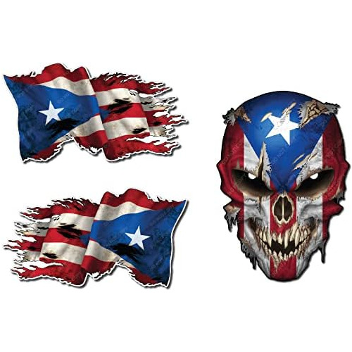 Calcomanía De Bandera Estadounidense Puertorriqueña Y...
