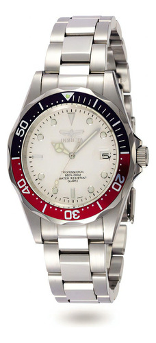 Pulseira de relógio masculina Invicta 8933 Steel, cor: prata, moldura, cor de fundo azul/vermelho, cor de fundo branca