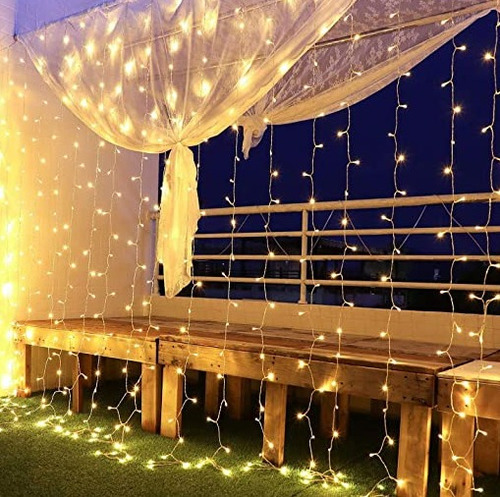 Imagen 2 de 4 de Cortina De Luces Led Blanca 3 X 2 Decoracion Fiesta