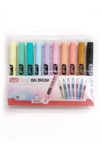 Marcador Trabi Pastel Big Brush Mandalas Lettering X10 Unid.