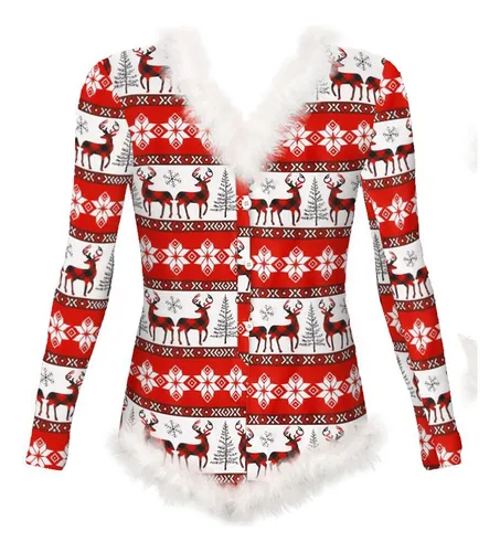 Pijama Para Mujer Con Estampado De Copos De Nieve Navideños