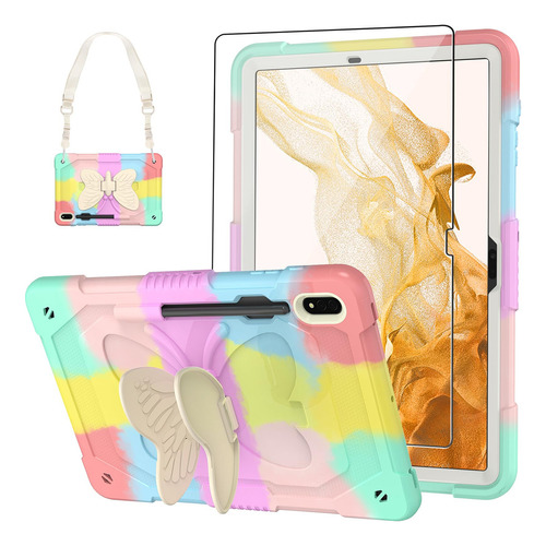 Funda De Mariposa Rosa Para Samsung Galaxy Tab S8 Plus/s7 Fe