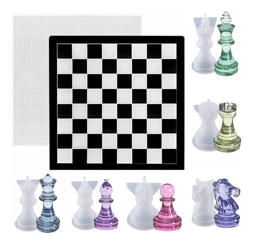 Juego De Moldes De Resina De Ajedrez, 1 Molde De Silicona Y