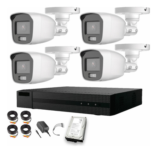 EPCOM Kit 4 Cámaras de seguridad B8-KIT-CV/A-4CCC500 CCTV Exterior ColorVu 2MP Alta definición Videovigilancia B8-KIT-CV/A Micrófono integrado