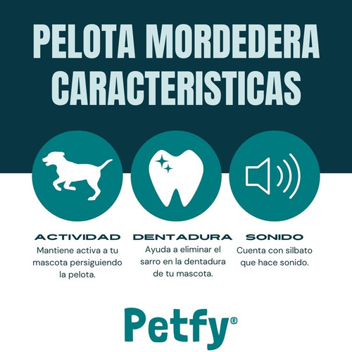 Imagen 3 de 6 de Juguete Pelota Mordedera Limpieza Dental Con Sonido Perro