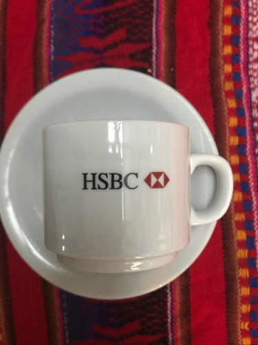 Pocillo Y Plato Porcelana De Café Banco Hsbc