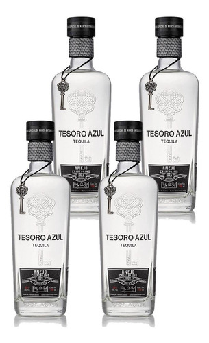 Pack De 4 Tequila Tesoro Azul Cristalino 750 Ml