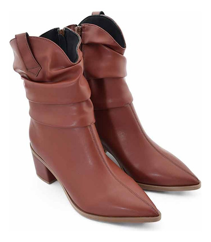 Botas Texanas Mujer Taco Medio Punta Fina Hebilla Elegantes