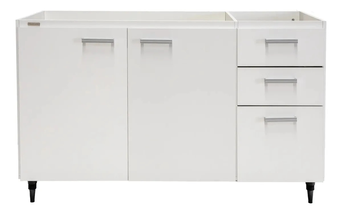 Mueble Bajo Mesada 140cm Cocina Lavadero Hogar Melamina Blanco