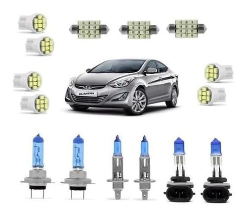 Kit Lâmpadas Super Branca Farol + Led Elantra 2011 2012 2013