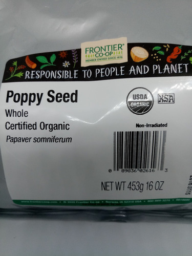 Semente De Papoula Orgânica - 453gr. - Frontier Natural