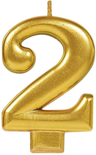 2pz Vela Velita Numero Numerica # Oro Dorado Col Metalico Am