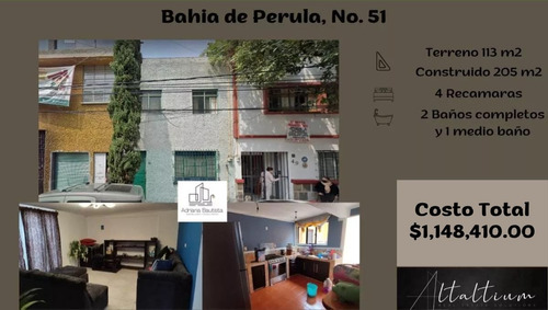 Casa La Delegación Miguel Hidalgo, Col. Anzures, Calle Bahia De Perula, No. 51. Cuenta Con 4 Recamaras.  Nb10-di