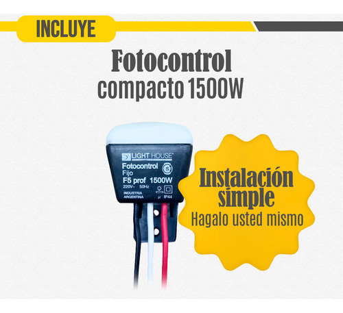 Fotocontrol Fotocelula Fijo 1500 W Ideal Lamparas Light House F5Prof