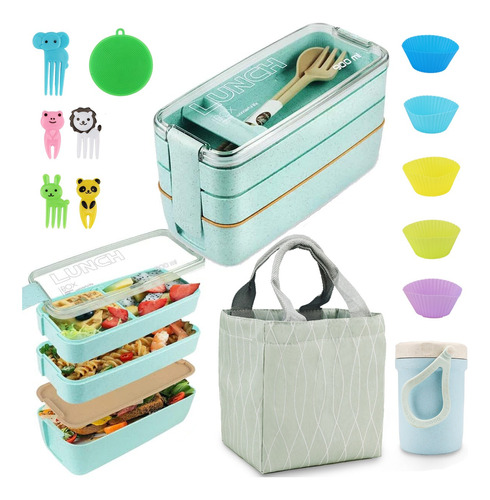 Lonchera Lunch Box Bolsa Aislante Para El Almuerzo+taza 16pz