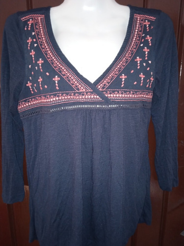 Daniel Cassin Blusa Campesina Dama Talle S Modal Azul 