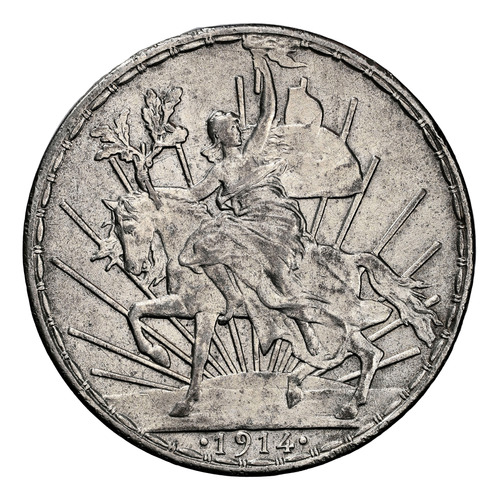 Moneda De Un Peso Caballito 1914 Fecha Escasa Certificada 
