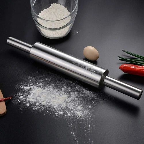 Imagem 3 de 6 de Rolo De Massa Em Aço Inox Abrir Massa Pão Pizza Mimo Style