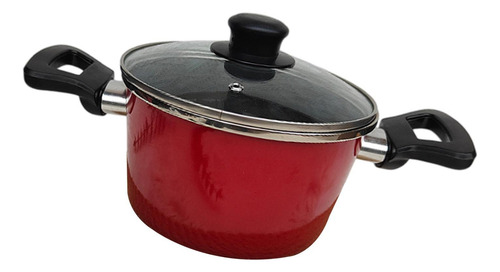 Panela Esmaltada, Panela Com Tampa De Vidro, 19cm Vermelho