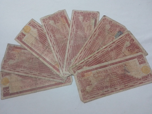 Colección 8 Billetes 20 Pesos José María Morelos Julio 1977