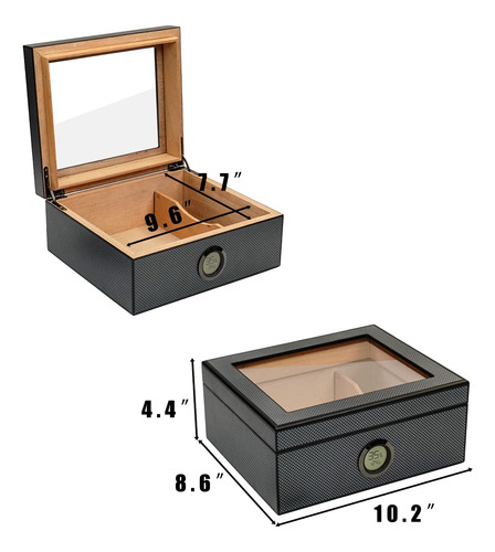 Cigar Humidor, Jesfuren Glass Top Cedar Cigar Box With Front