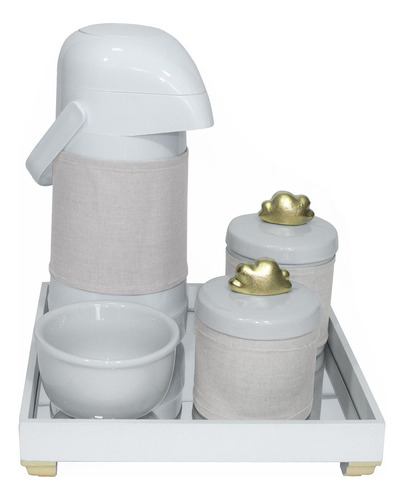 Kit Higiene Bebê Térmica Porcelanas Completo Nuvem Dourada