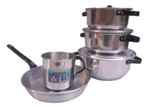 Comprar Cacerolas Aluminio Set Integral 3 Cacerolas + Sarten Y Jarro