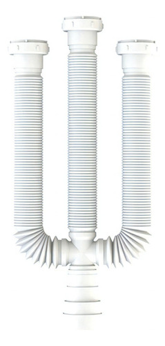 Sifão Triplo Sanfonado Anel Plástico Branco 01.134 Valeplast