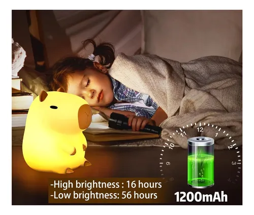 Lámpara Capibara De Silicona Recargable Luz Nocturna Touch