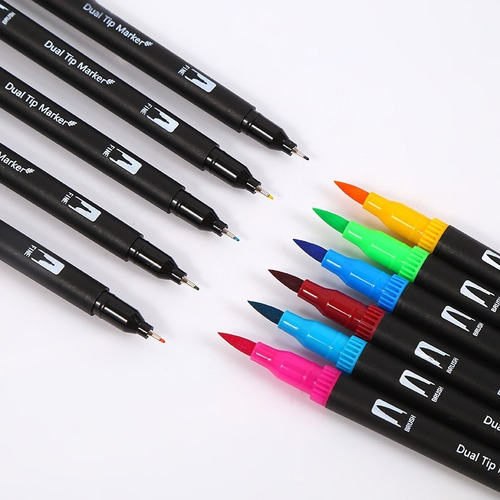 Plumones Punta Pincel Brush 48 Colores Marcadores Lettering