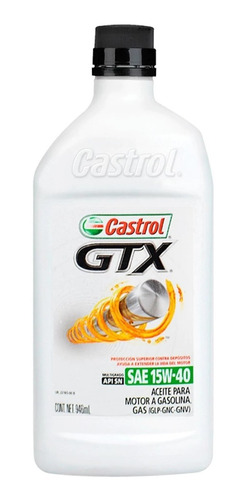 Aceite Para Motor Gtx 15w-40 Presentación De 946ml Castrol