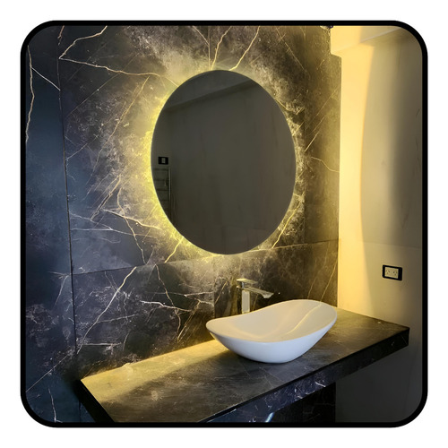 Espejo Redondo 50cm Diámetro Con Luz Led Marco No Tiene