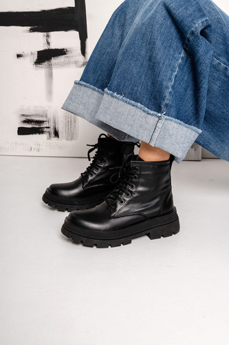 Borcegos Mujer Cuero Urbanos Acordonados Botas Moda Abril
