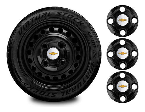 Kit Centrinho Meriva Gm Aro 13 14 15 Roda Ferro Preta 4x100