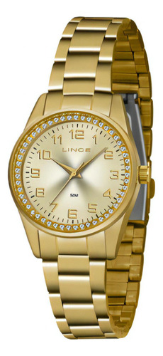 Relogio Lince Feminino Dourado Pequeno Strass Lrgj109l C2kx