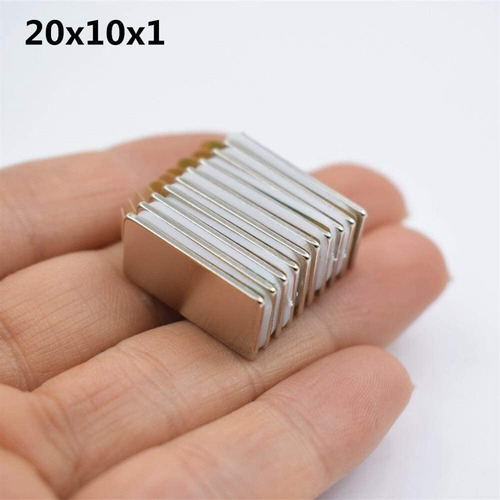Imagen 2 de 2 de Iman De Neodimio Rectangular 20 X 10 X 1 Mm Autoadhesivo