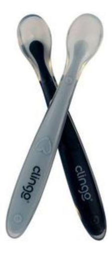 Kit Com 2 Colheres De Silicone Premium Clingo Azul