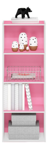 Estantería Para Libros 4 Niveles Color Rosa Y Blanco