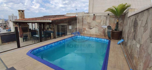 Imagem 1 de 30 de Cobertura Residencial Com 3 Dormitórios Sendo 2 Suítes E 2 Vagas De Garagem À Venda, 280 M² Por R$ 1.230.000 - Embaré - Santos/sp - Co0066
