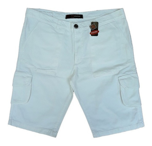 Bermuda Jeans Masculina Cargo Branca Tamanhos 36 E 38