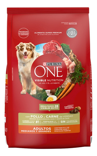 Purina One alimento croquetas perro adulto pollo y carne 7kg