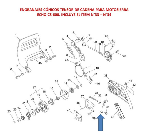 Repuesto Motosierra Echo Cs-600 Engranajes Tensor De Cadena 