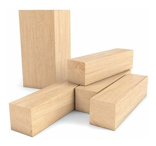 4 bloques de madera de tilo para modelos de construcción y madera hecha a mano Bloque de madera tallada 