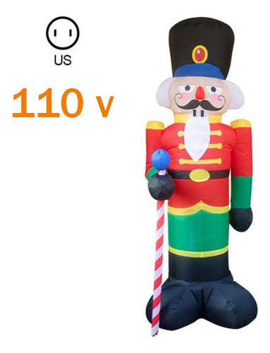 Figura Navideña Inflable Cascanueces Soldado Juguetones 2.4m