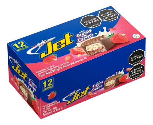 Chocolatina Jet Fresas Con Crema 29g 12 Unidades