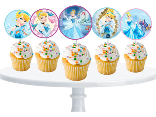 Cenicienta Cupcake Toppers Adorno Para Muffins X10