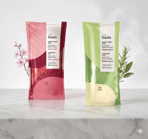 Kit 2 Refis Sabonete Líquido Tododia: 1 Cereja E Avelã 300ml + 1 Alecrim E Sálvia 300ml