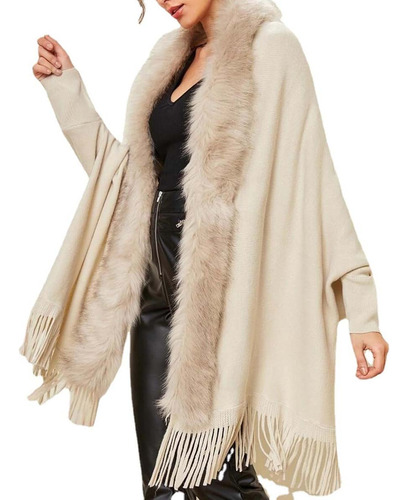 Poncho De Tricô De Lã De Moda Feminina, Outono E Inverno