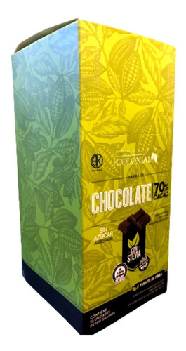 Caja 10 Barras Chocolate 70% Cacao S/az C/stevia Colonial Dw