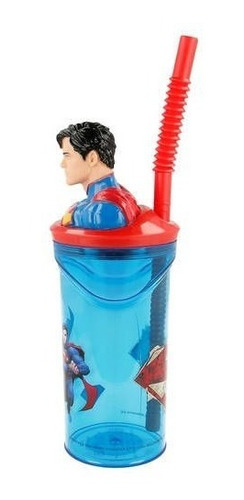 Imagen 3 de 3 de Vaso Con Figura 3d En La Tapa Superman 360 Ml